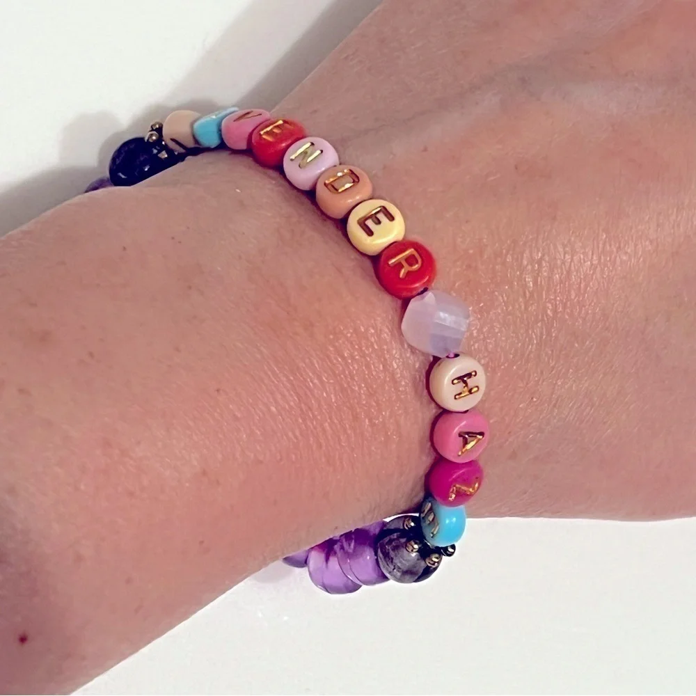 Kandi Swiftie friendship bracelet glow in the dark, stretch festival rave OOAK